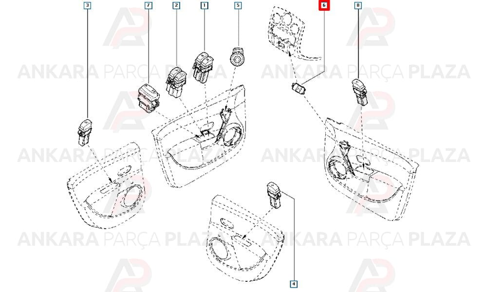Renault Megane 2 Cam Açma Anahtarı Ön Sağ 6 Fiş Mcar