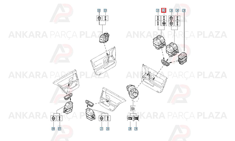 Laguna 2, Espace Cam Düğmesi Çiftli Orijinal 8200315049