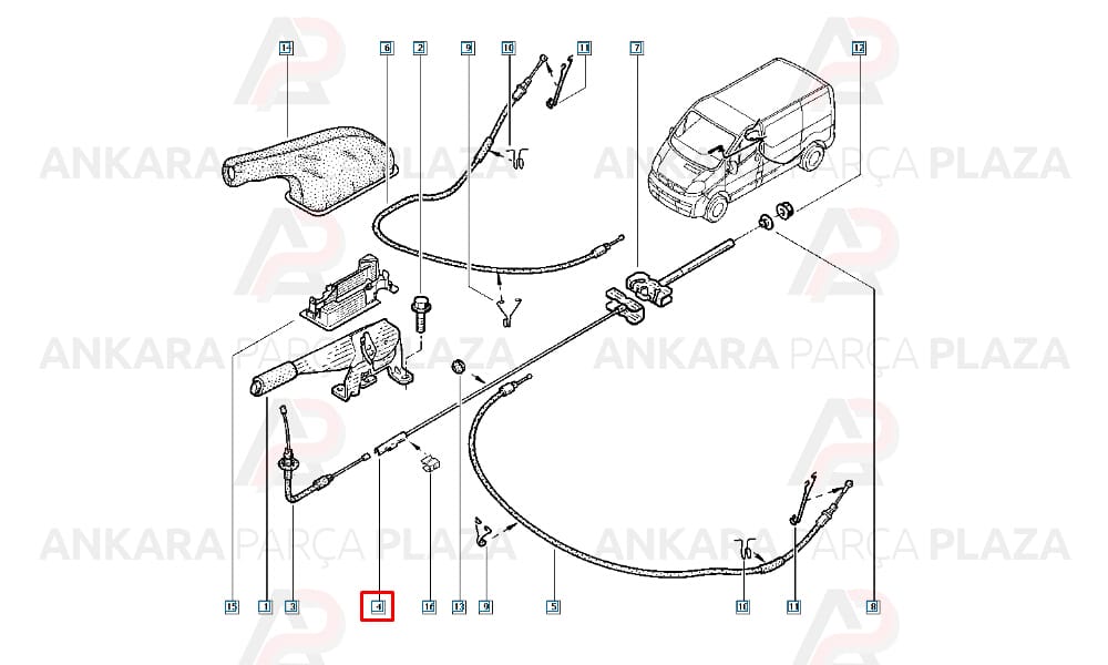 Renault Trafic 01-> El Fren Teli Orta Uzun Şase Cavo