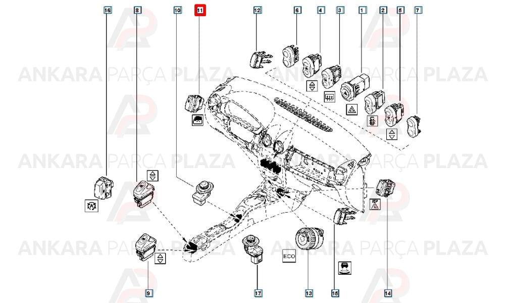 Dacia Duster Tekli Cam Butonu 2011-2017 Mcar