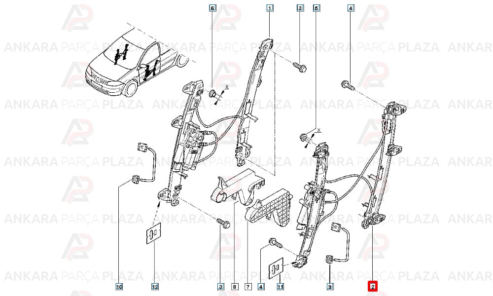 Megane 2 Cupe Ön Cam Krikosu Sol Elektrikli Motorsuz Meydan