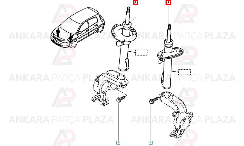 Ön Amortisör Gazlı Megane 2 2003 - 2009