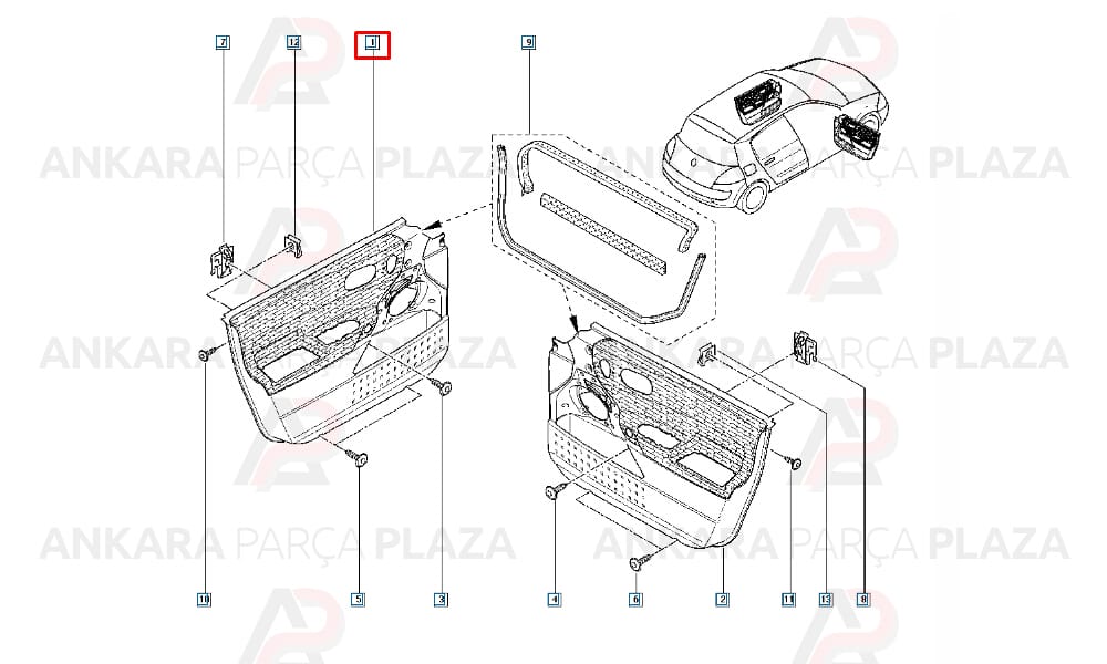 Sol Ön Kapı Döşemesi Megane 2 8200368819