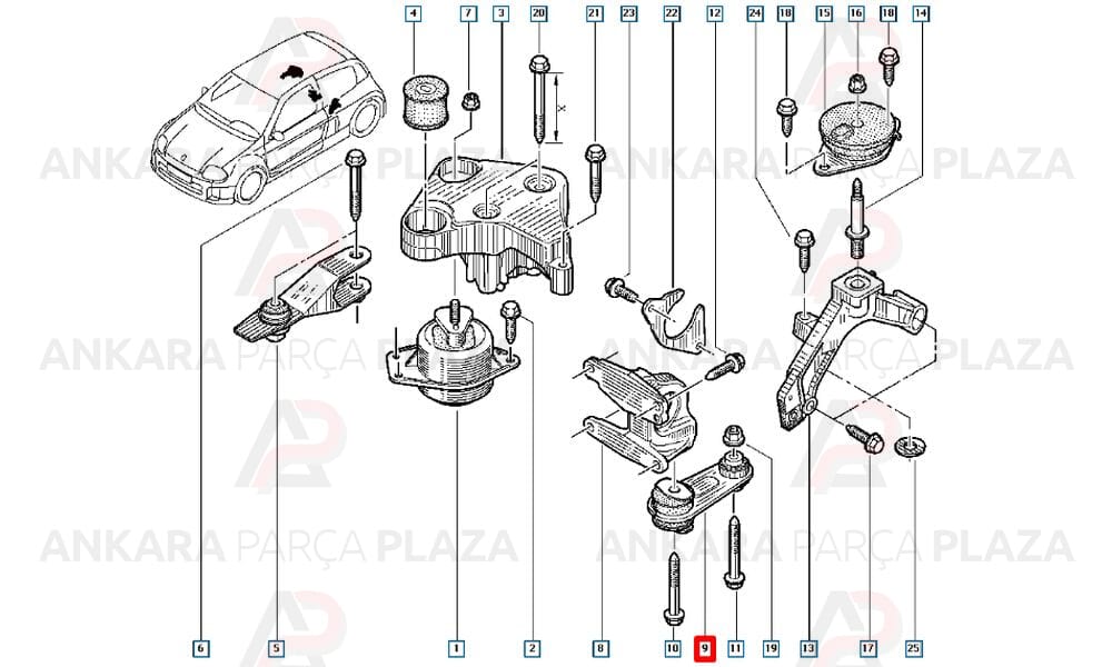 Motor Takozu Arka Laguna 2 Espace Velsatis Clio 2