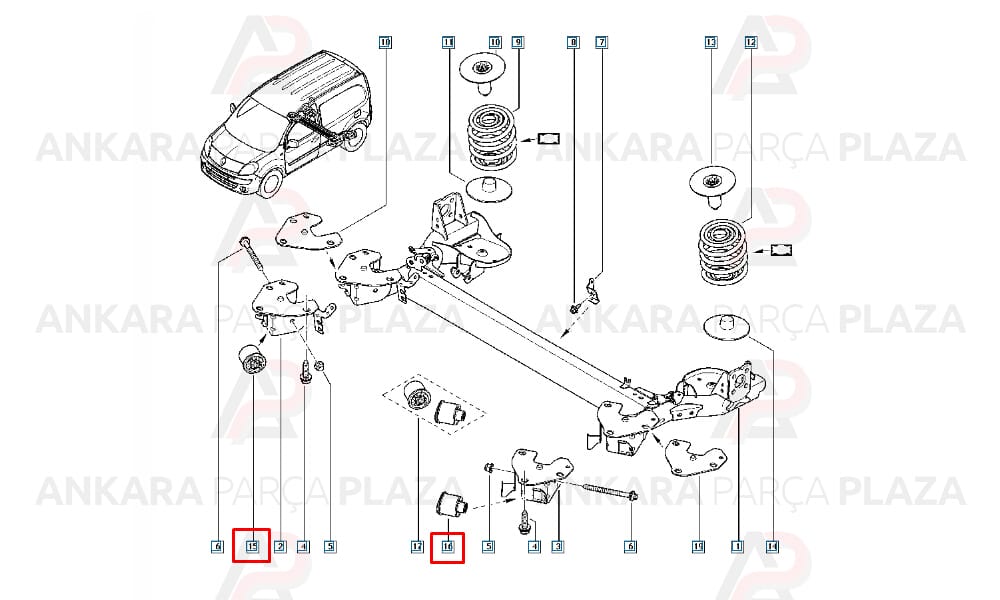 Torsiyon Takozu Arka Renault : Kangoo 3 2009> Tüm Motor Tipleri