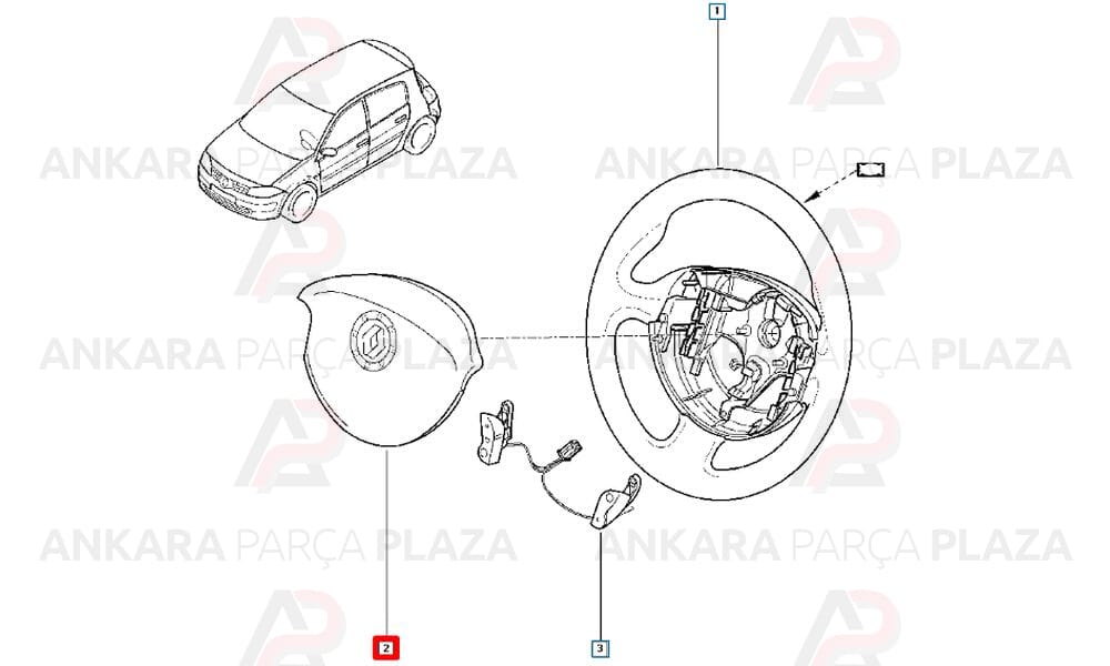 Sürücü Hava Yastığı Bej Megane 2 8200381848