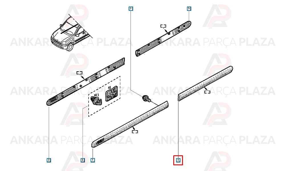 Kangoo 03-12 Arka Çamurluk Bandı Sol Siyah Meydan