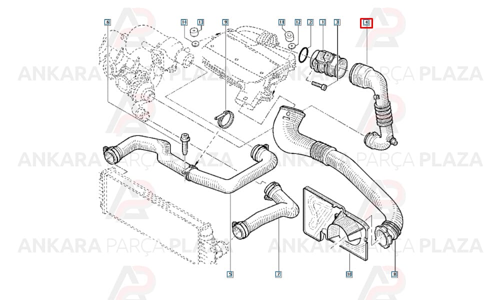 Hava Filtre Borusu ( Turbo Hortumu ) Laguna Trafic 1.9 Td F9Q 8200396908