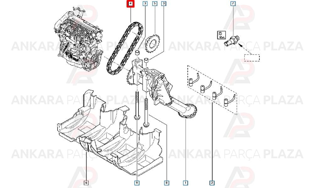 Megane, Kangoo, Clio, Fluence 1.4 1.5 1.6 Yağ Pompası Zinciri İthal Orijinal 8200397125-1