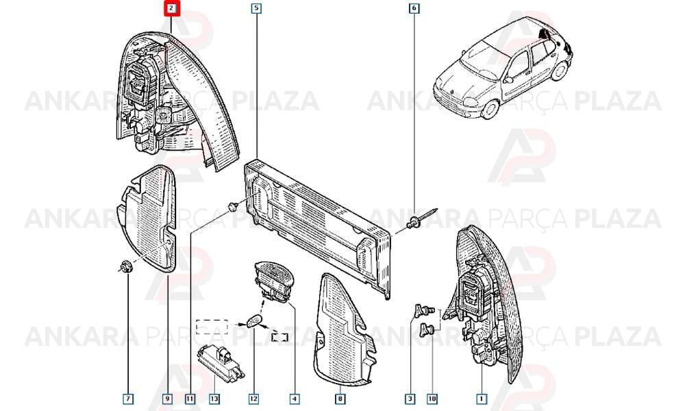 Clio Sedan Symbol Stop Lambası Duysuz Sağ 2005 - 2008 Pleksan