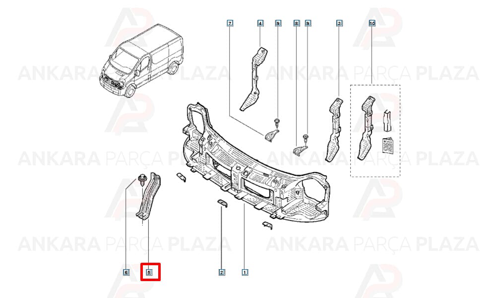 Trafic 04 - 14 Ön Panel Orta Parça Destek Sacı 8200411893