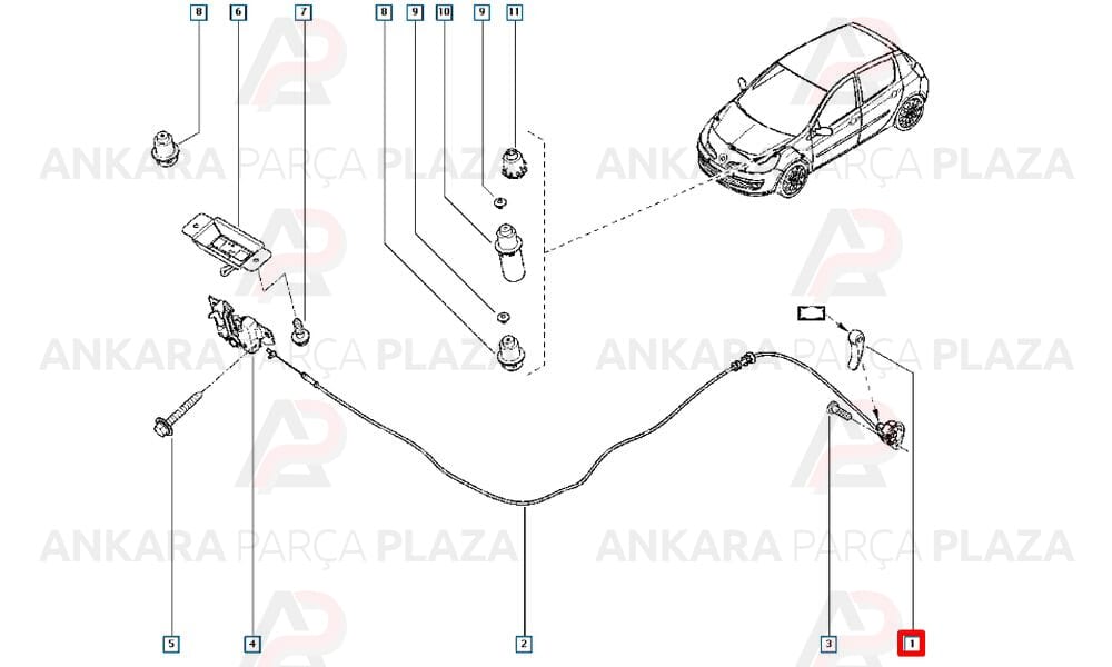 Motor Kaput Açma Kolu Logan Clio Symbol