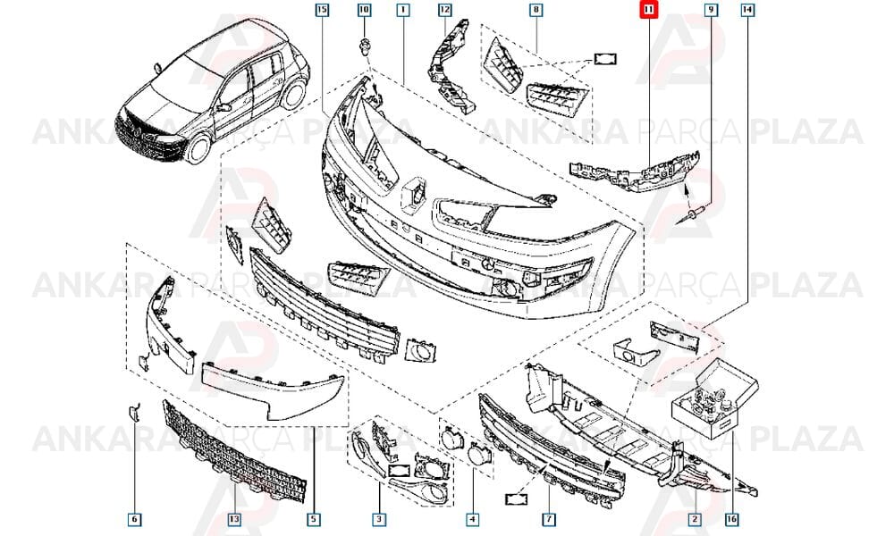 Megane 2 07 - 09 Ön Tampon İç Braketi Sol Meydan