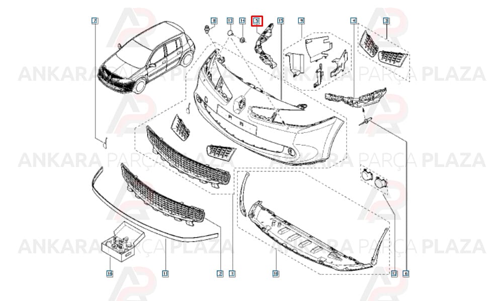 Megane 2005 - 2010 Far Braketi Sağ Ayfar