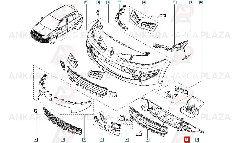 Megane 2 Tampon Alt Muhafazası Ön Alt 2007 - 2009 Meydan