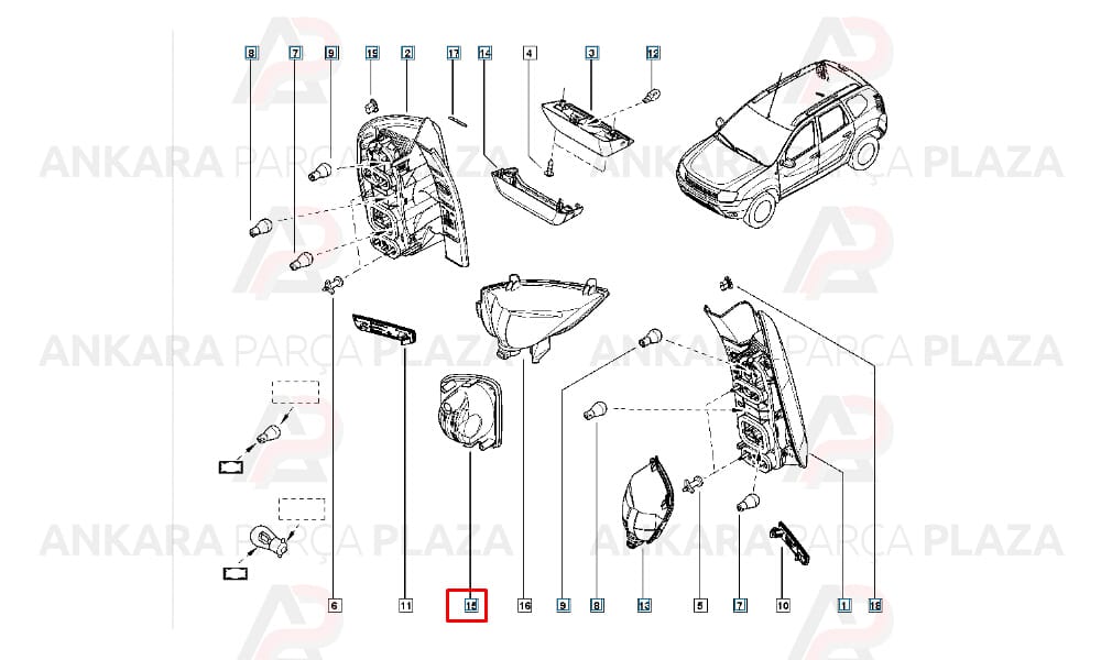 Kangoo 3 Tampon Reflektörü Arka Sağ İthal Orijinal 8200419908-1
