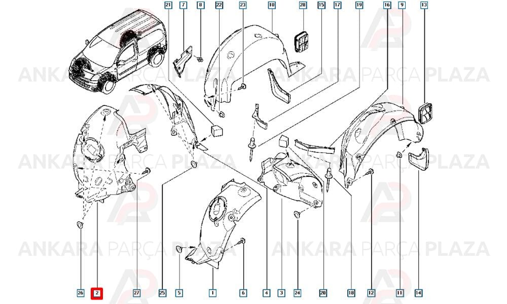 Kangoo 3 Ön Çamurluk Davlumbazı Önün Önü Sağ Orijinal 8200426495