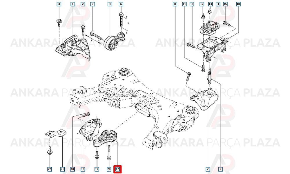 Motor Takozu Alt Alüminyum Kısa Kangoo 3 Laguna 3 1,5Dcı