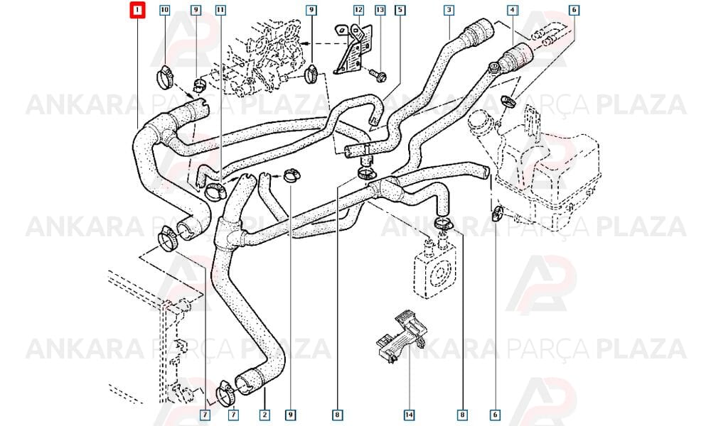Radyatör Üst Hortumu Renault : Laguna 2 1.6 - 2.0 16V