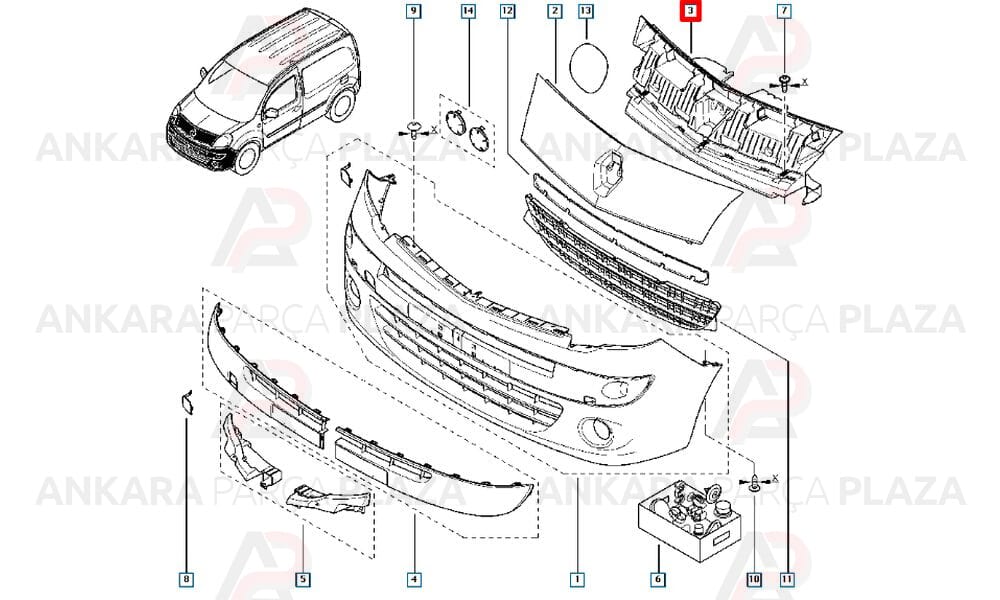 Renault Kangoo 08 - 13 Ön Panjur İç Gövdesi 8200436706