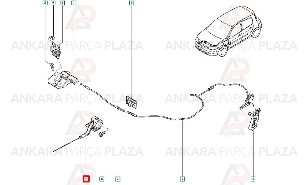 Kaput Açma Kolu Megane 2 Y.M.
