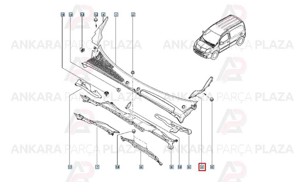 Kangoo 3 Sol Ön Cam Alt Izgara Bakaliti Orijinal 8200439447