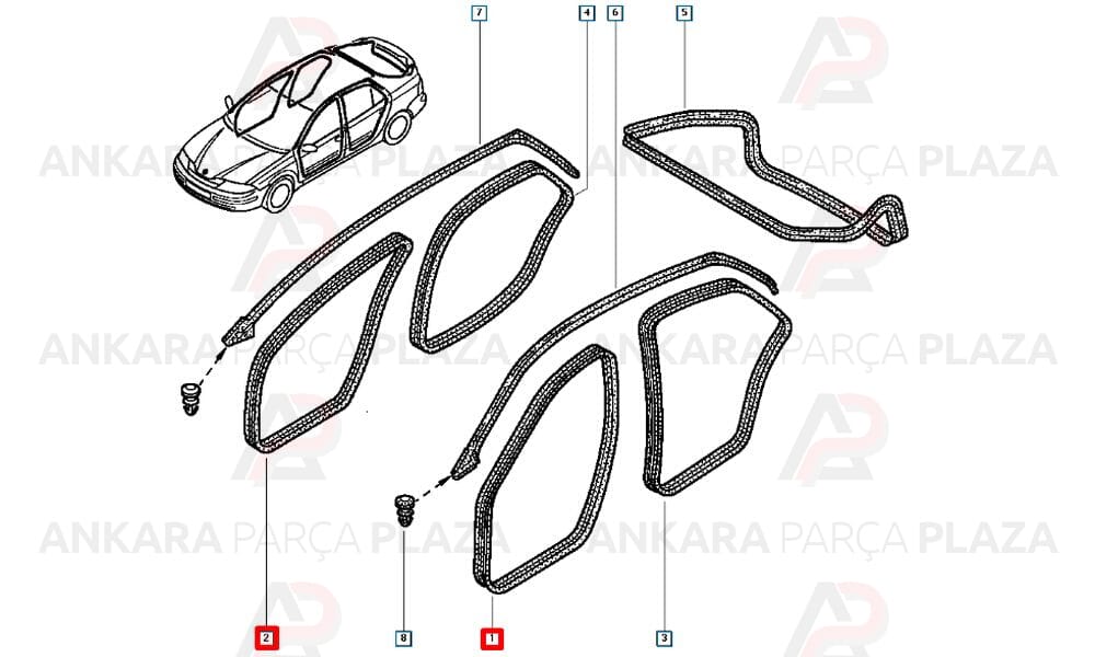 Kapı Fitili Ön Adet ( Sağ Sol Aynı Değişmez ) Renault : Laguna 2