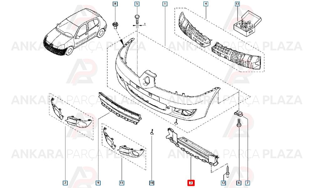 Clio Tampon Alt Muhafazası Ön Alt 2006 - 2008 Meydan