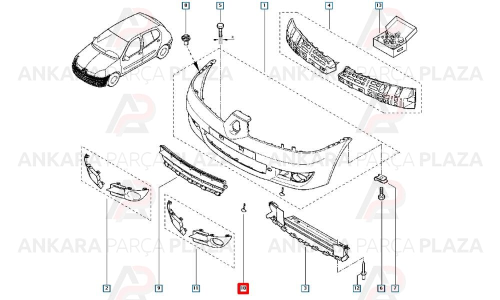 Clio Sedan Tampon Çeki Demir Kapağı Ön 2006 - 2008 Meydan