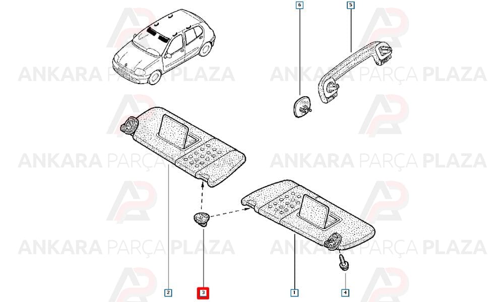 Güneşlik Bağlantı Ayağı Clio 2 Faz 4 8200449006