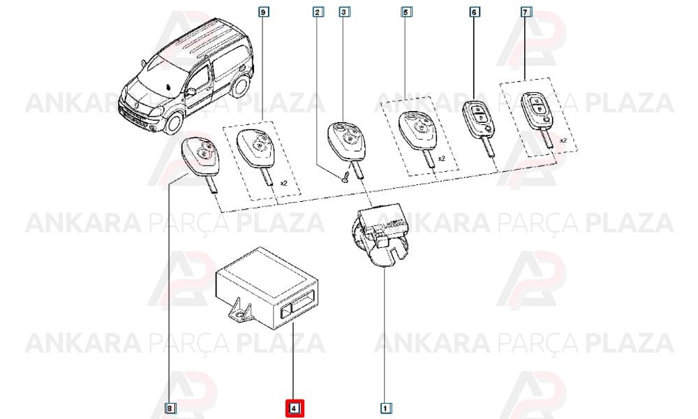 Kangoo 2, Master 2 - 3, Trafic Uzaktan Kumanda Sinyal Alıcısı Orijinal 8200449442