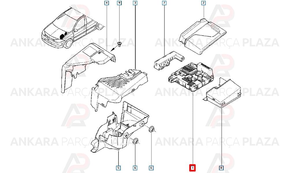 Motor İçi Kontrol Ünitesi Sigorta Kutusu Beyaz Megane 2 8200455424