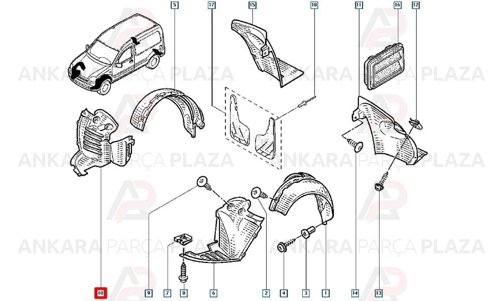 Kangoo Ön Çamurluk Davlumbazı Önün Önü Sağ 1998 - 2009 Arası Sodsan