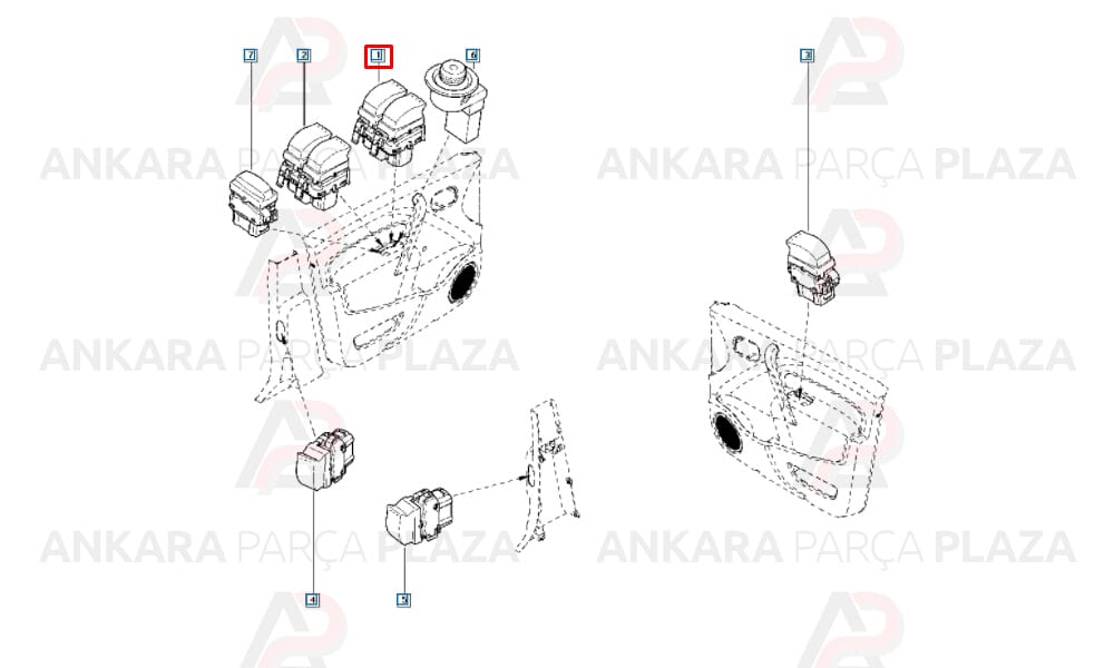 Kangoo 3 Cam Açma Düğmesi Sol Orijinal 8200476806