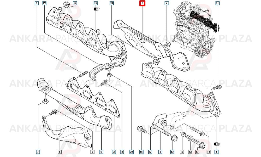 Sandero 1.6 16V Egzoz Manifold Koruyucu 8200486291