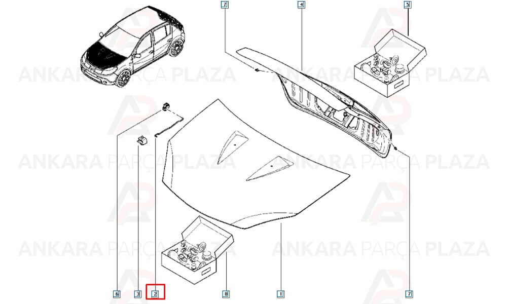 Motor Kaput Çubuğu Dayama Demiri Sandero