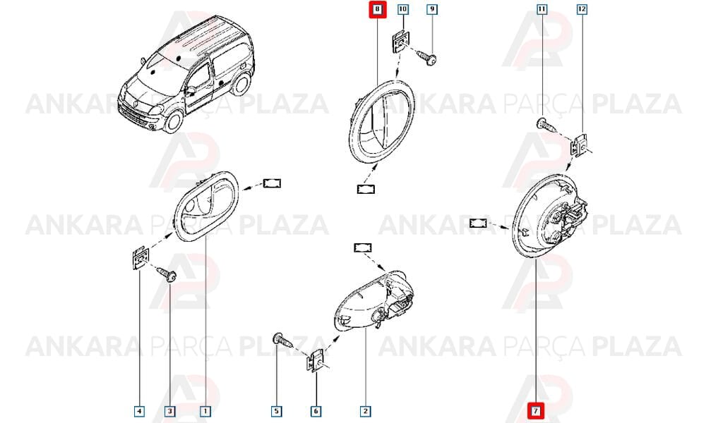 Kangoo 08 - 13 Arka Bagaj Kapağı İç Açma Kolu Siyah Meydan