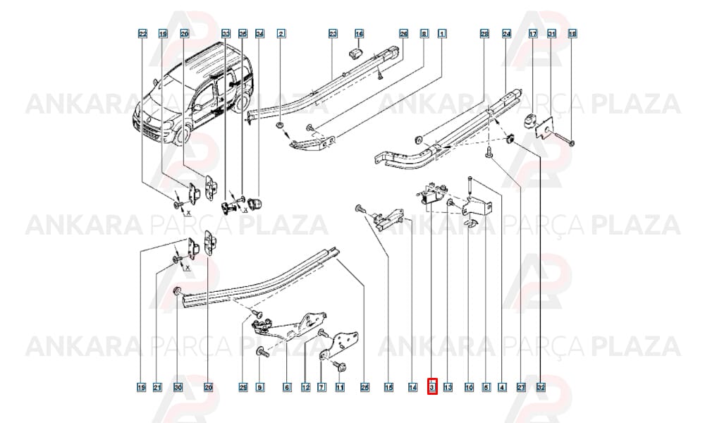 Kapı Makara Mekanizması Sol Orta Kangoo 3 8200497757