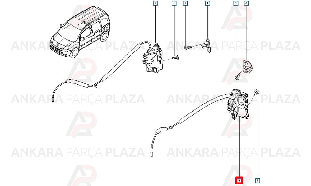 Sol Yan Sürgülü Kapı Kilidi Kangoo 3 8200497774