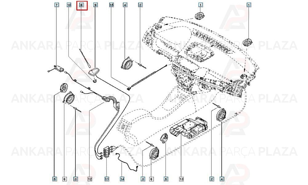 Captur, Clio 4, Fluence, Megane 3, Kangoo 2, Koleos, Master, Sandero, Trafic 2 Anten Çubuğu Mtj