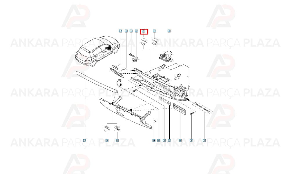 Megane Clio Torpido Kapak Kilidi Siyah 2006 - 2009 Meydan