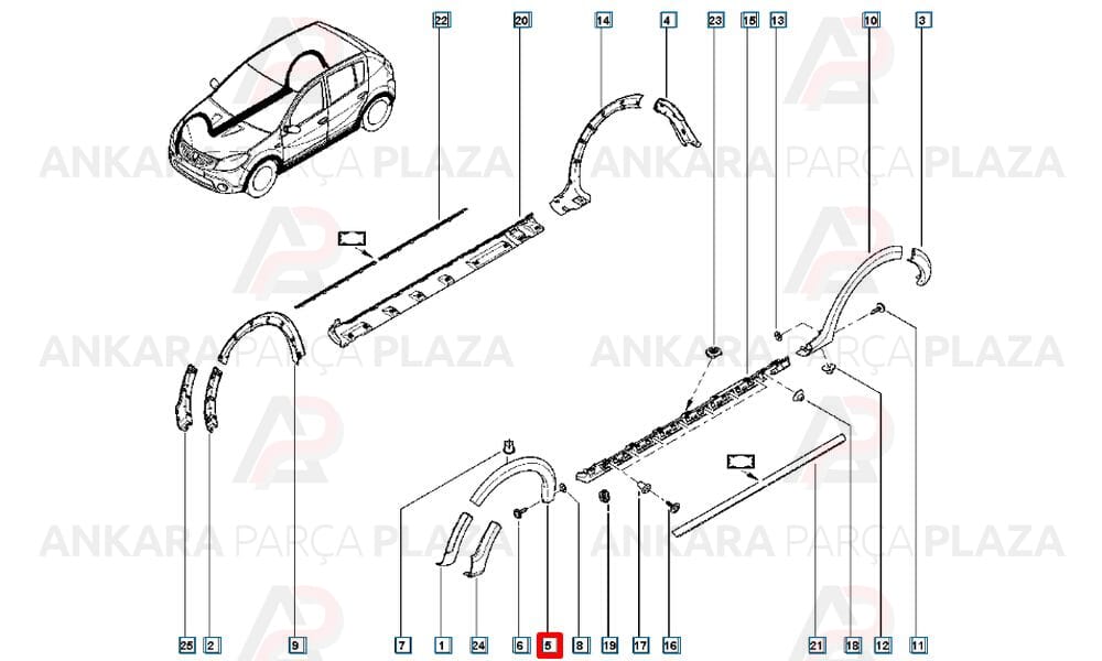 Sandero 09-12 Ön Çamurluk Ağzı Plastiği Sol Meydan