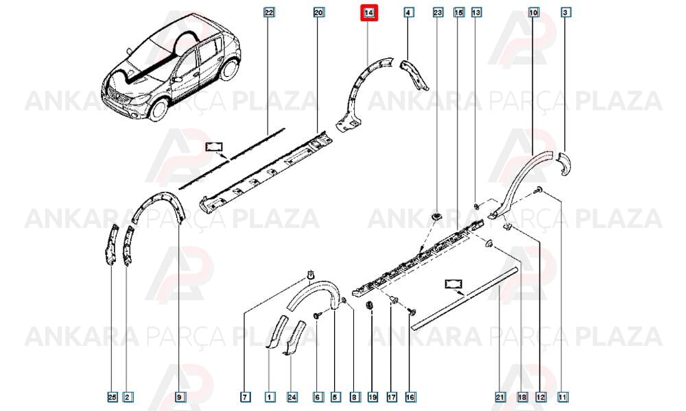 Sandero 09-12 Arka Çamurluk Ağzı Plastiği Sağ Meydan