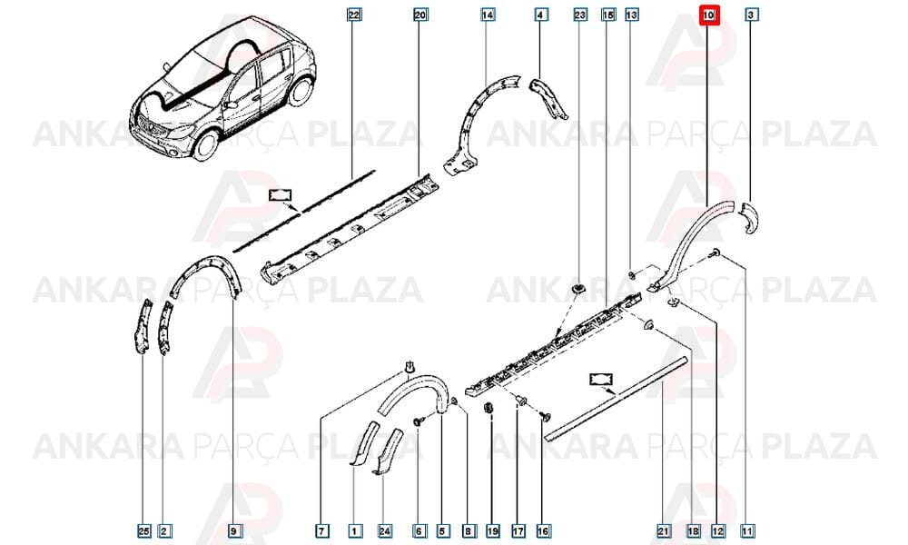 Sandero 09 -12 Arka Çamurluk Ağzı Plastiği Sol Meydan