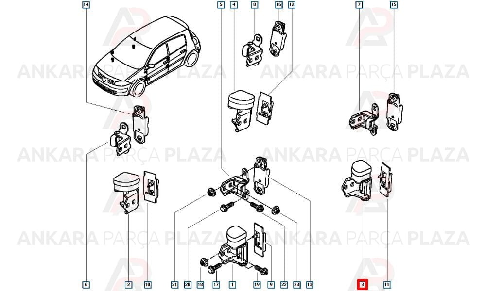 Kapı Menteşesi Arka Sol Megane 2 Scenic 2