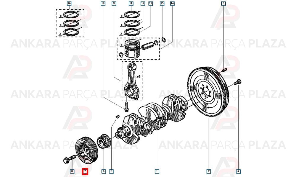 Krank Kasnağı Kit Megane 1, Kangoo, Express 1.9 Dizel F8Q