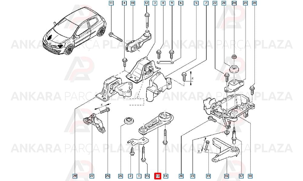 Motor Şanziman Takozu Arka Clio 3 Modüs Megane 2 Logan 1.5Dci