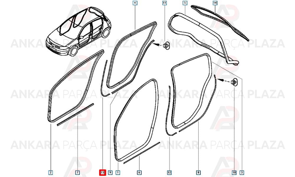 Sağ Arka Kapı Alt Lastiği Megane 2 8200616332