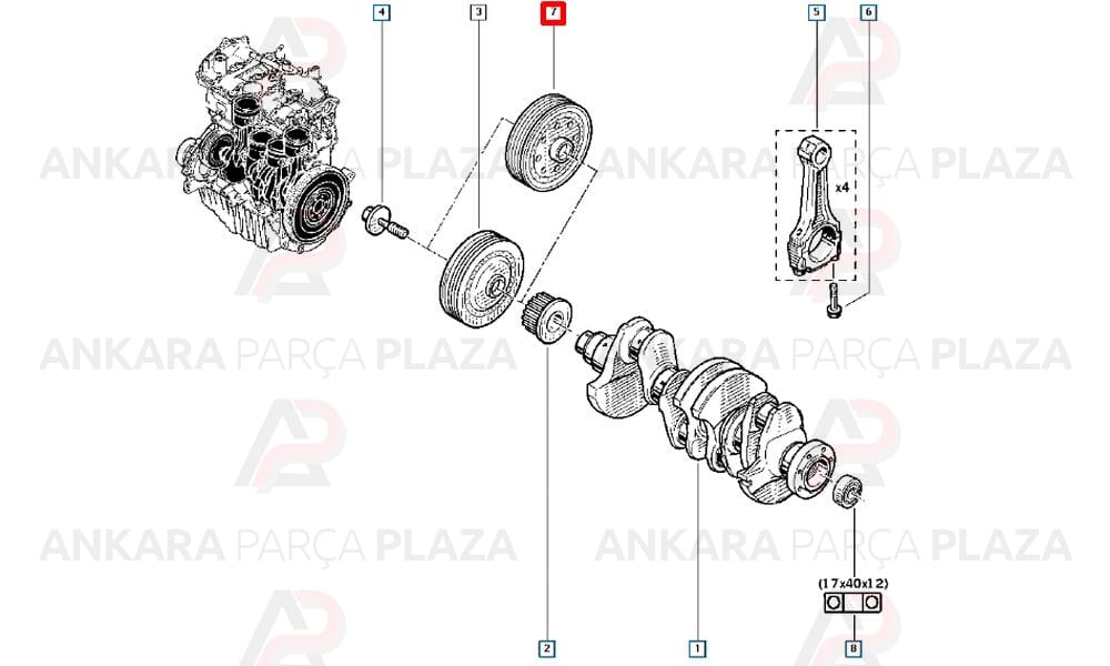 Krank Kasnağı Laguna, Megane 2 2.0 16V F4R