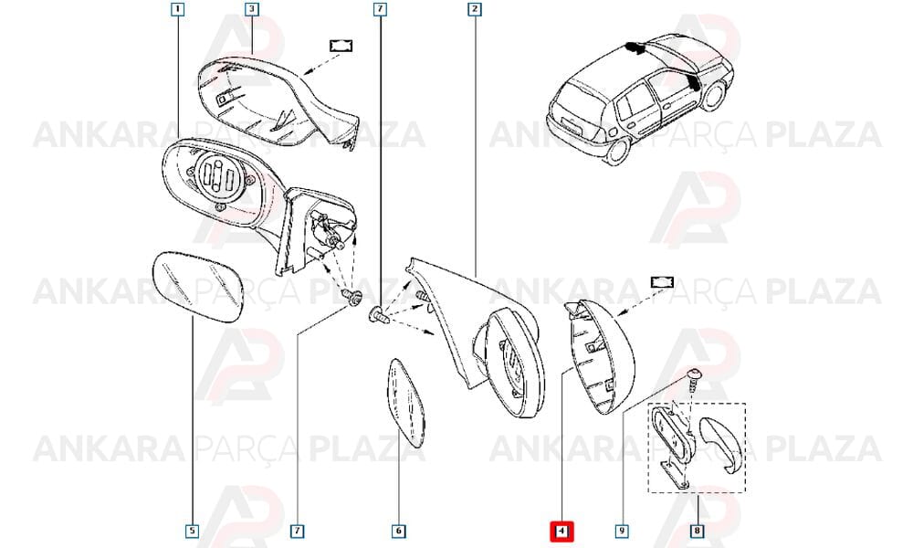 Clio, Symbol, Sedan Yan Ayna Kapağı Sağ 2009 - 2012 Meydan